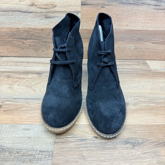 J.Crew Women's size 10 Black Suede Wedge Ankle Boots - Picture 2 of 10